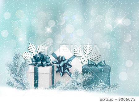 Holiday background with gift ribbon with gift box Vector 9006675