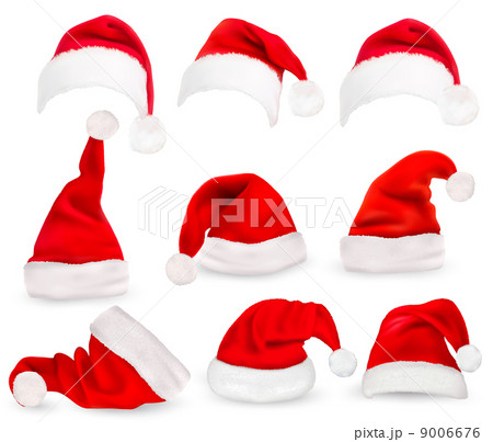 Collection of red santa hats. Vector. 9006676
