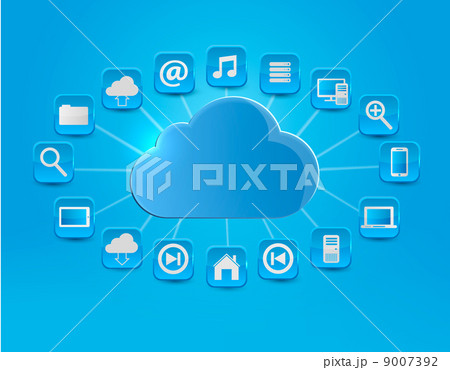 Cloud Computing concept background with icons. Vector illustrati 9007392