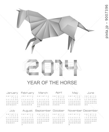 Calendar for the year 2014. Origami horse. Vector illustration. Calendar for the year 2014. Origami horse. Vector illustration. 9007396