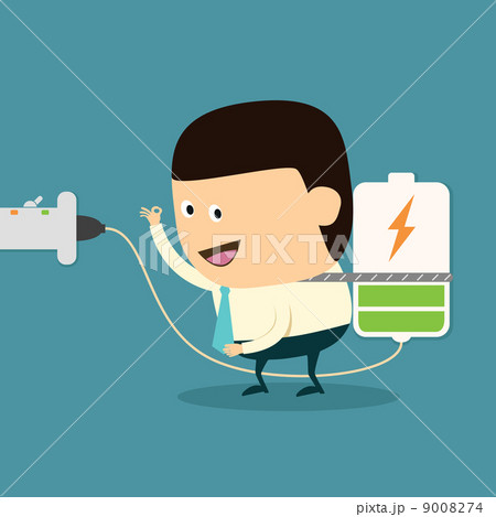 Businessman with charging battery concept 9008274