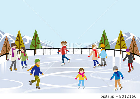 スケートする人々 自然 スケートリンクのイラスト素材 9012166 Pixta