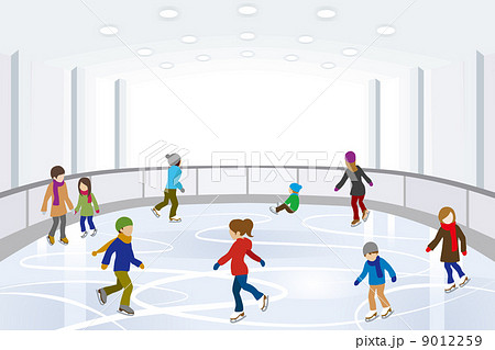 スケートする人々 スケートリンク 屋内のイラスト素材