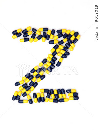 The letter Z alphabet made of medical capsules 9013019