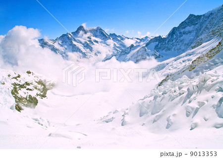 Landscape of Mist at Jungfraujoch, part of Swiss Alpine Alps and 9013353