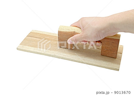 hand with wooden lute isolated on white 9013670