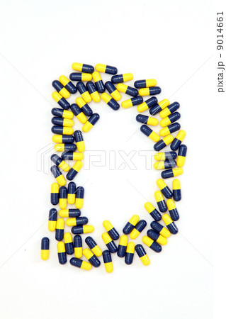 The letter D alphabet made of medical capsules 9014661