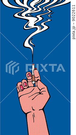 タバコを持つ手のイラスト素材 9022611 Pixta