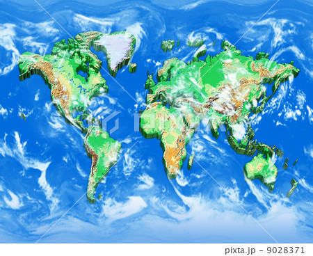 雲の世界地図 地球の環境地図のイラスト素材