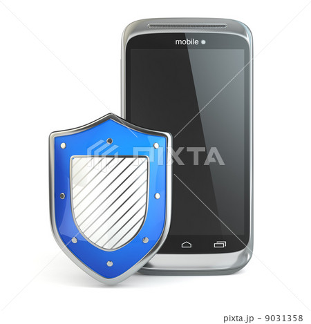 Mobile phone security concept. Cellphone and shield. 9031358