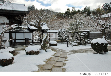京都一乗寺圓光寺の雪化粧風景 9034817