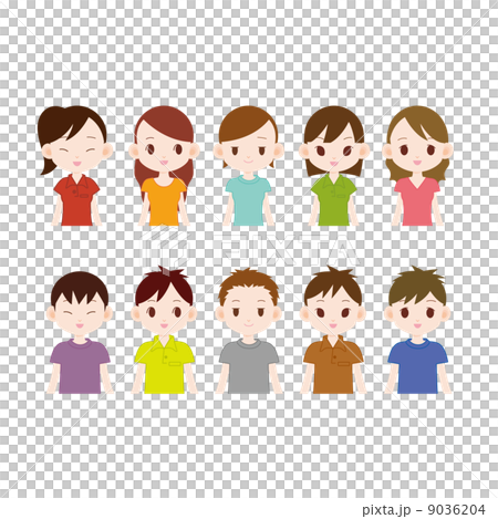 若い男女10人　色々な顔立ち 9036204