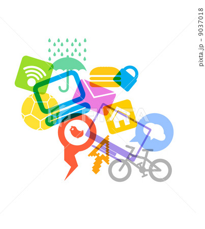 Color rubbish of modern media icons 9037018