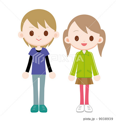 金髪 個性的なファッションの若い女の子 2人 のイラスト素材 金髪 個性的なファッションの若い女の子 2人 のイラスト素材