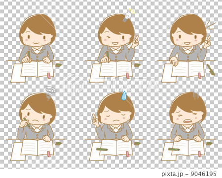 仕事または勉強の表情パターン 9046195