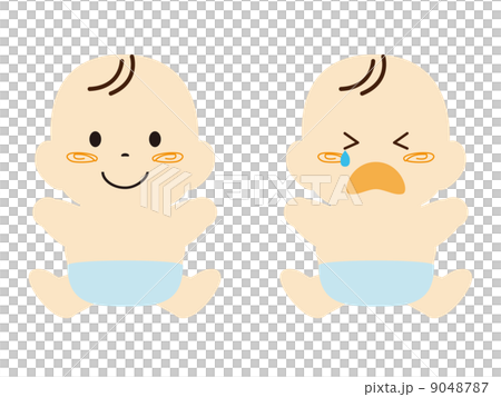 赤ちゃん　笑顔/泣き顔　おむつ　裸 9048787