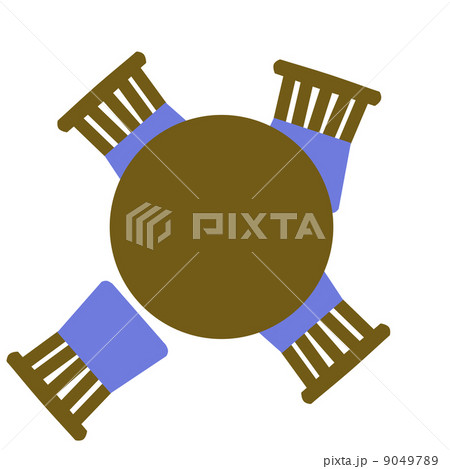 丸い茶色のテーブルと椅子 9049789