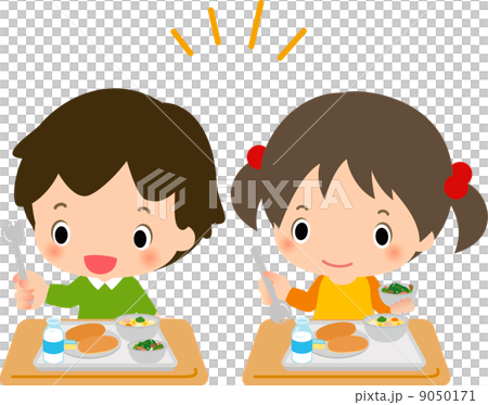 Boys and girls who eat school lunch - Stock Illustration [9050171] - PIXTA