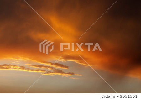 Fiery sunrise sky on summer sea 9051561