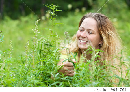 woman  at cannabis plant 9054761