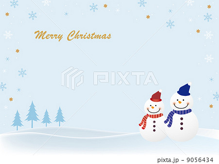 クリスマスカード　横　水色 9056434