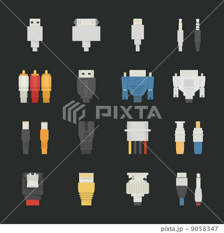 Cable wire computer icons with black background 9058347