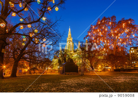 Vienna town hall and park 9059008