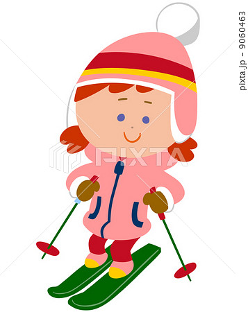 スキーする女の子のイラストのイラスト素材