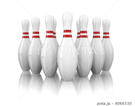 ten bowling pins isolated on white background 9066530