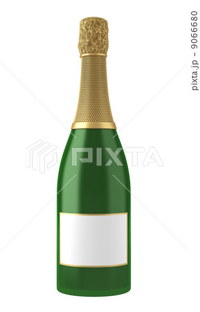 champagne bottle with blank label isolated on white background 9066680