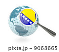 Magnified flag of bosnia and herzegovina with blue globe 9068665