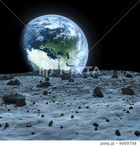 月から見た地球のイラスト素材