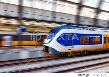 Modern Fast Passenger Train. Motion effect Modern Fast Passenger Train. Motion effect 9070493