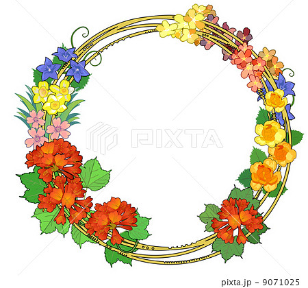 カラフルな花の輪のイラスト素材