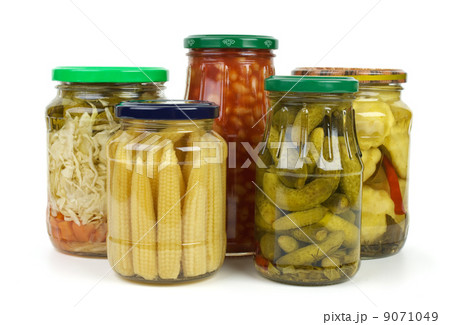 Glass jars with marinated vegetables Glass jars with marinated vegetables 9071049
