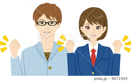 大学生と高校生のイラスト素材