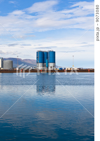 Large tanks at sea commercial dock in North Iceland Large tanks at sea commercial dock in North Iceland 9073080