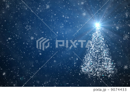 New Year tree with falling snowflakes and stars New Year tree with falling snowflakes and stars 9074433