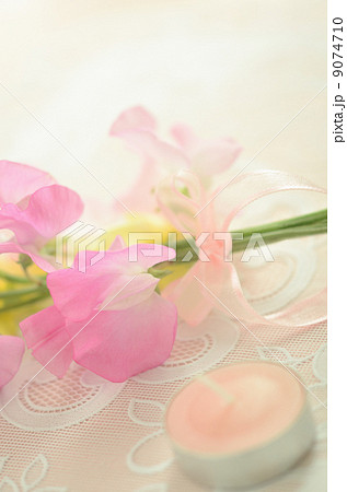 アロマキャンドルとスイトピーの花 9074710