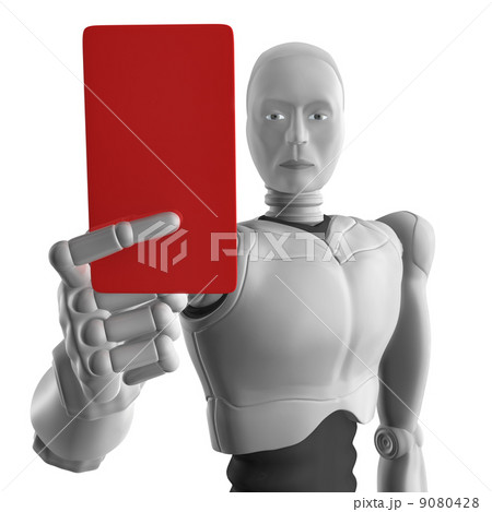 Robot with a red card. Robot with a red card. 9080428