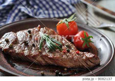 Grilled steak on plate Grilled steak on plate 9082137
