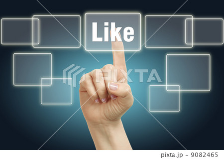 hand pushing on Like button 9082465