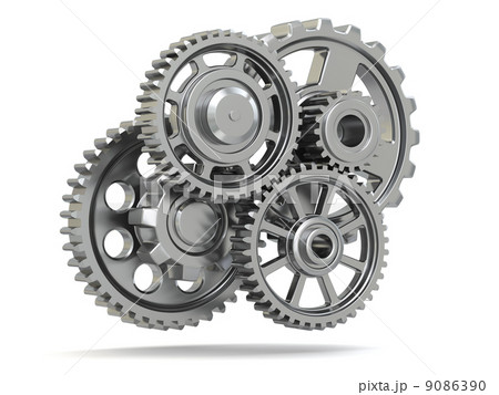 Perpetuum mobile. Metal gears on white isolated background. 9086390