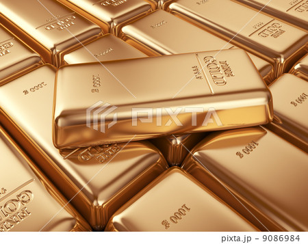 Gold bars. Concept of banking. 3D Illustration 9086984