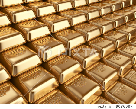 Gold bars. Concept of banking. 3D Illustration 9086987