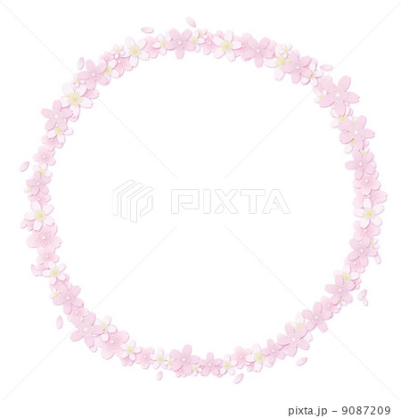 丸フレーム 桜 のイラスト素材