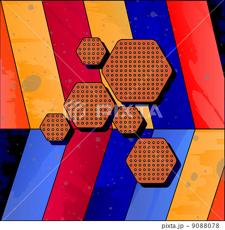 Retro card with colorful hexes Retro card with colorful hexes 9088078