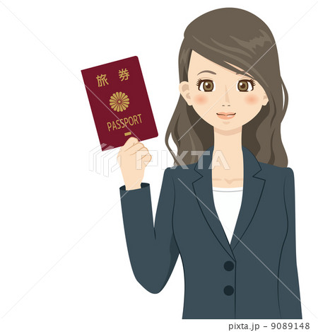 パスポートと女性のイラスト素材