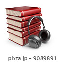 Books with audio headphones. 3D Icon isolated on white backgroun 9089891