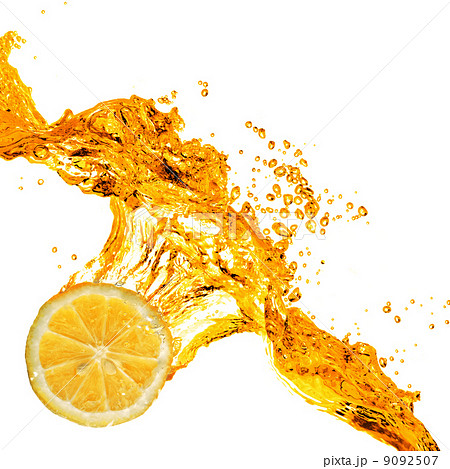 orange slice and splash of juice isolated on white orange slice and splash of juice isolated on white 9092507